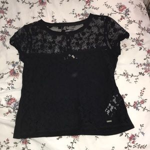 Abercrombie Navy Blue Mesh & Lace Top